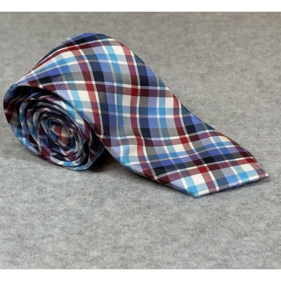 Tommy Hilfiger Other - Tommy Hilfiger Mens Neck Tie Red Blue Plaid Silk Blend 57x2.75in